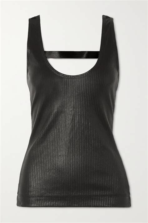 givenchy leather tank top|GIVENCHY Paneled ribbed leather and cotton.